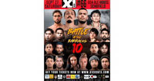 Poster — X-1 #66: Battle at the Barracks 10 at 604 Ale House – Schofield Barracks featuring Brandon Land and Chris Vanny Gonzalez.